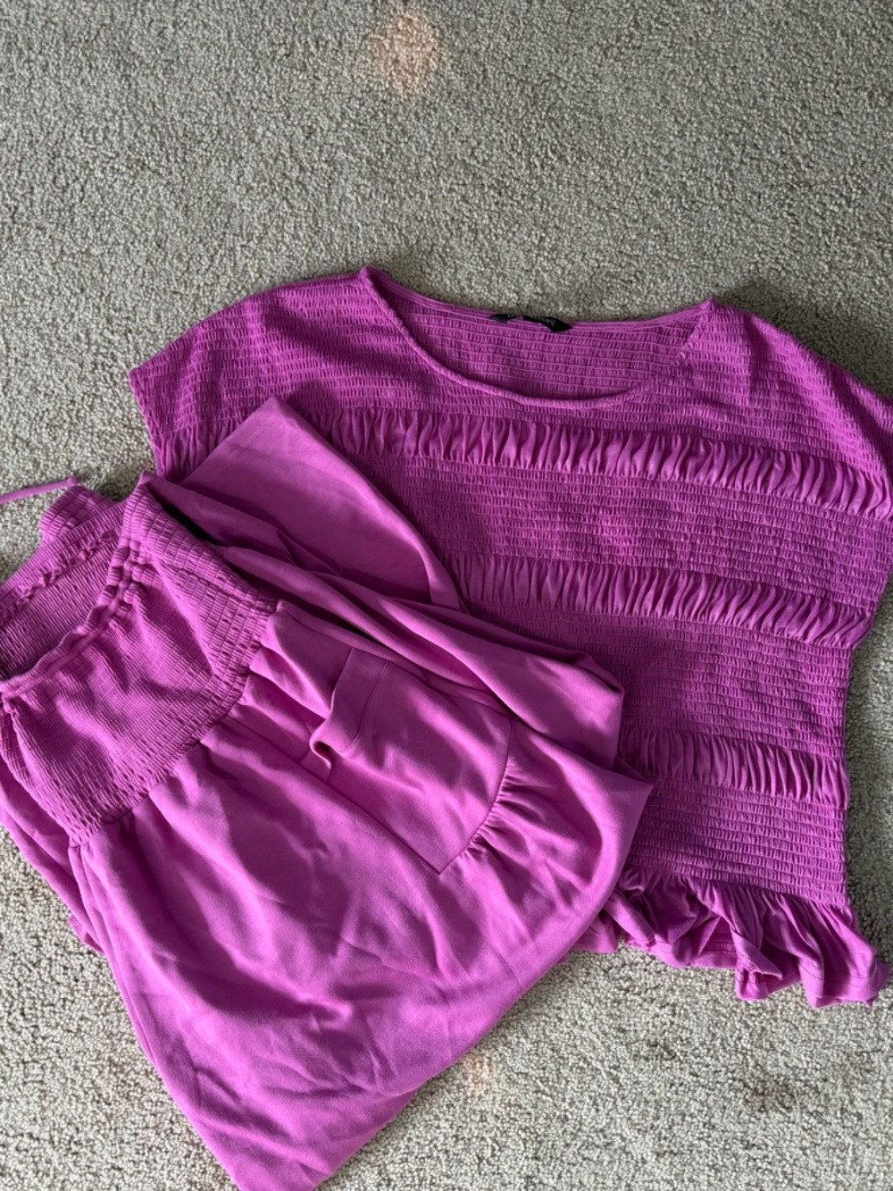 DAVI & DANI Bright Fuchsia Smocked Two-Piece